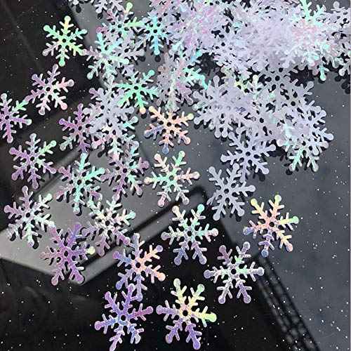 DIYASY 800 Pieces Christmas Snowflake Confetti, Glitter Sliver Sequins for Xmas Party Table Decorations 3 Size