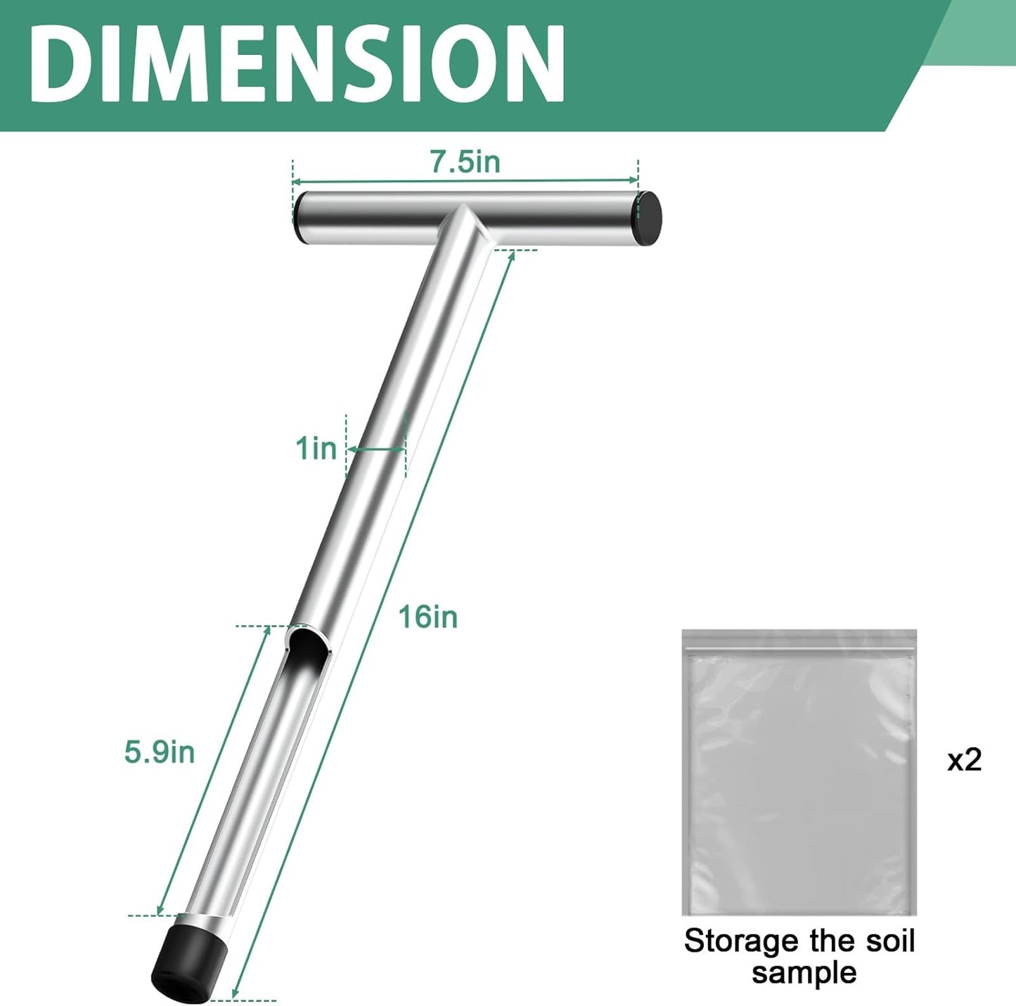 Skiennix 17 Inch Stainless Steel Soil Sampler Probe - T-Style Handle for Accurate Soil Testing
