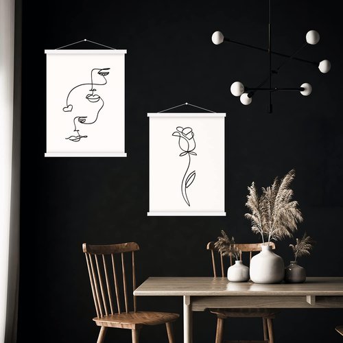 Benjia Magnetic Light Wood Poster Frame - 33" for Photos & Artwork | White, 1 Pack