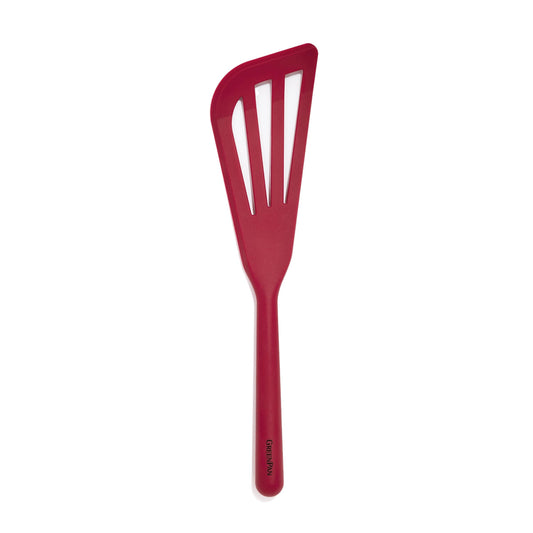 GreenPan Silicone Fish Turner Spatula, Slotted Cooking Kitchen Utensil, Flexible Rubber Nonstick Cookware, Rigid Steel Core, Heat-Resistant, Anti-Slip Handle, BPA-Free, Dishwasher Safe, Red