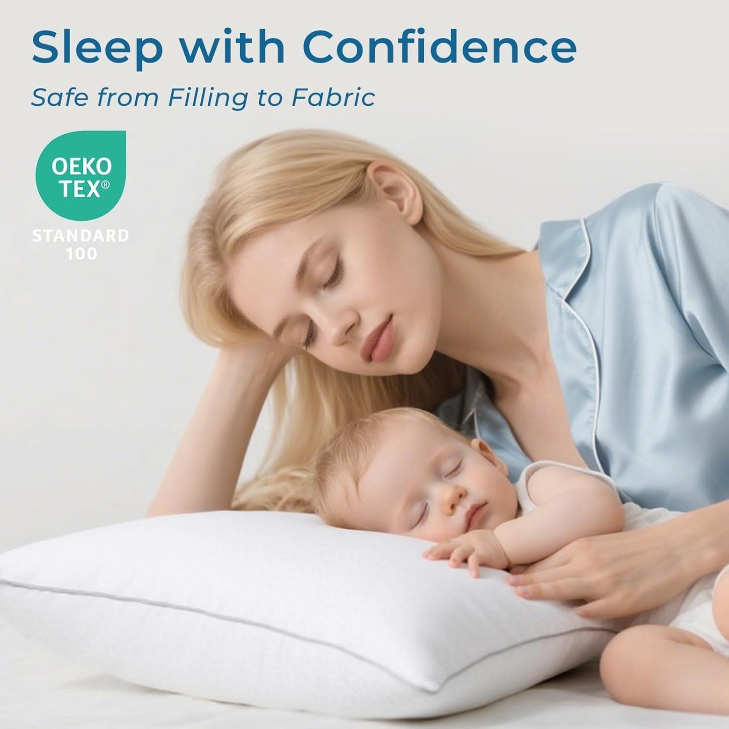 Sasttie King Size Pillows - Set of 4 Supportive Down Alternative for All Sleep Positions | Oeko-Tex Certified, Machine Washable