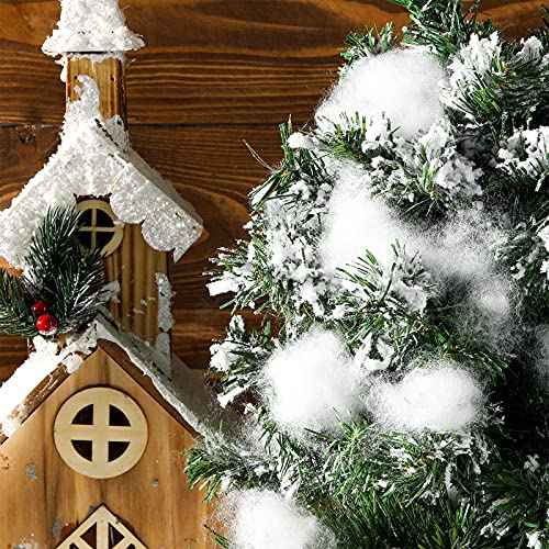 Tatuo 7 oz Fake Snow 200 g Per Bag Artificial Fake Cotton Christmas White Cloud Faux Fluffy Snow Indoor Soft for Winter Christmas Tree Mantle Village Nativity Scene
