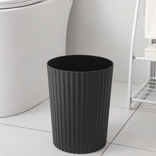 JiatuA Small Trash Can - Round Plastic Wastebasket for Bathroom, Kitchen, Office | Black Color