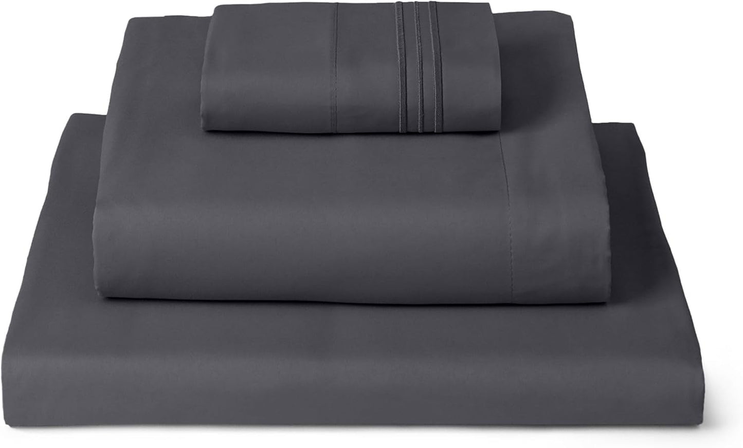 Mellanni Twin XL Sheets Set - 3 PC Hotel Luxury Bedding - Extra Soft, Cooling, Wrinkle Resistant | Charcoal