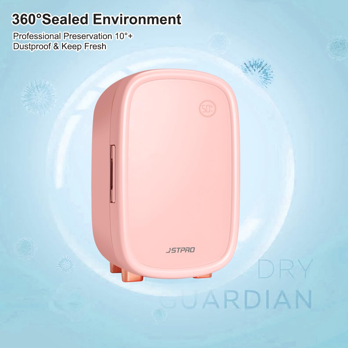 JSTPRO Skincare Fridge, 6L Pink Makeup Fridge with Dimmable LED Light Mirror, Portable for Bedroom, Car, Office & Dorm