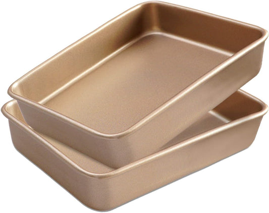 2 Pack Nonstick Baking Sheet Pans by [Brand Name] - Deep Cookie & Brownie Trays | 12.7x10.6x2.4 Inches, Easy Clean & Food Safe