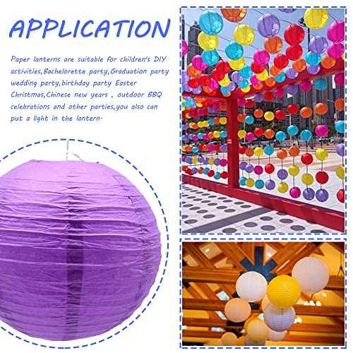 3pcs Paper Lanterns Decorative Round Chinese Paper Lanterns for Birthday Halloween Wedding Baby Bridal Shower Home Decor Party Decoration (12in/Deep Purple)