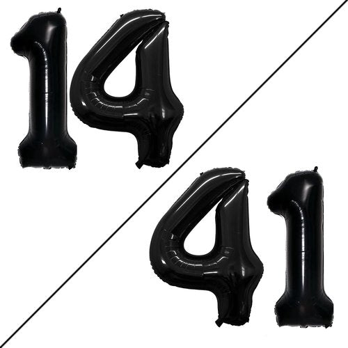 GOER Jumbo 14 Balloons - 42 Inch Foil Helium Decorations for 14th Birthday Party (Black)