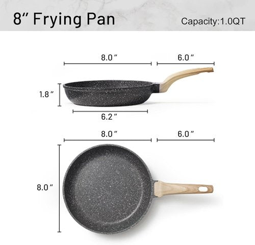 CAROTE Nonstick Frying Pan - PFOA Free Granite Skillet for Eggs & Omelets | 8-Inch Induction Compatible