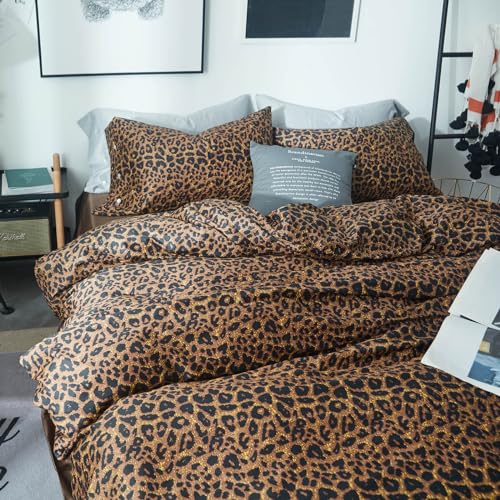LifeTB Queen Leopard Comforter Set 3P Fluffy Microfiber Bedding Animal Print Variation 1#