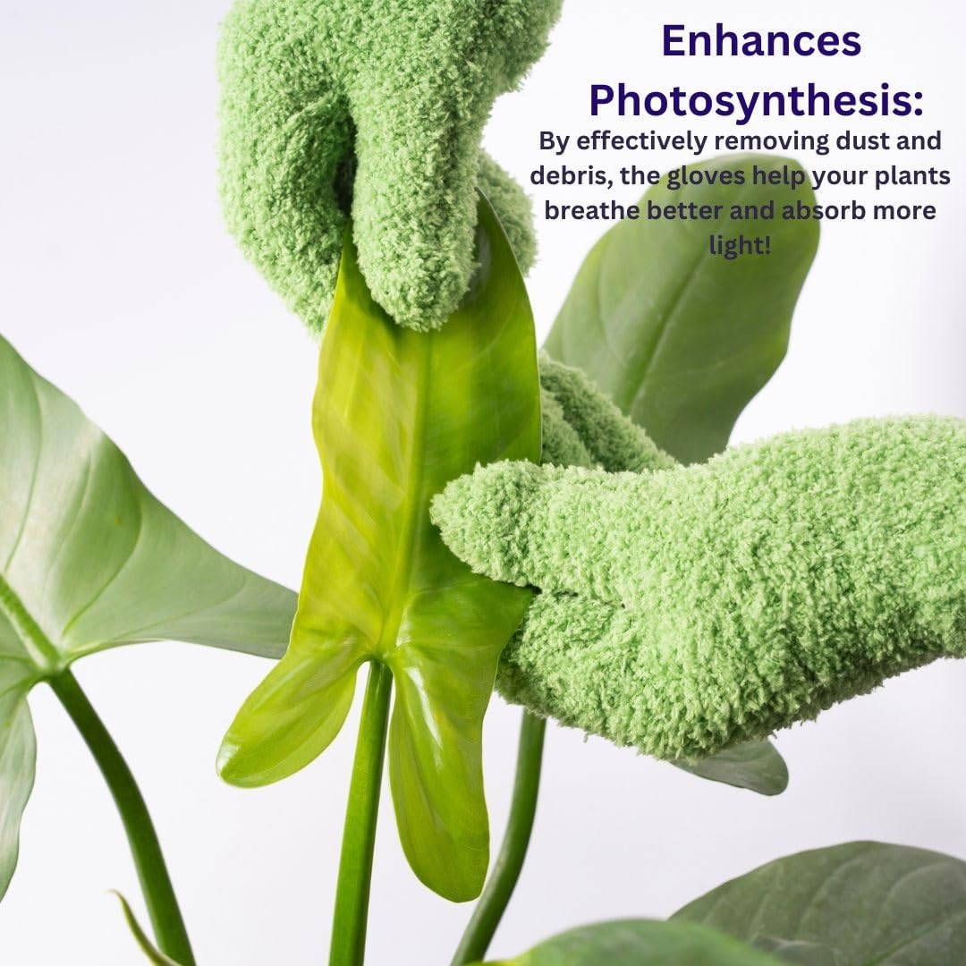 SuperMoss Microfiber Dusting Gloves - Gentle Leaf Shine & Cleaner for Houseplants | Reusable Green Mitts