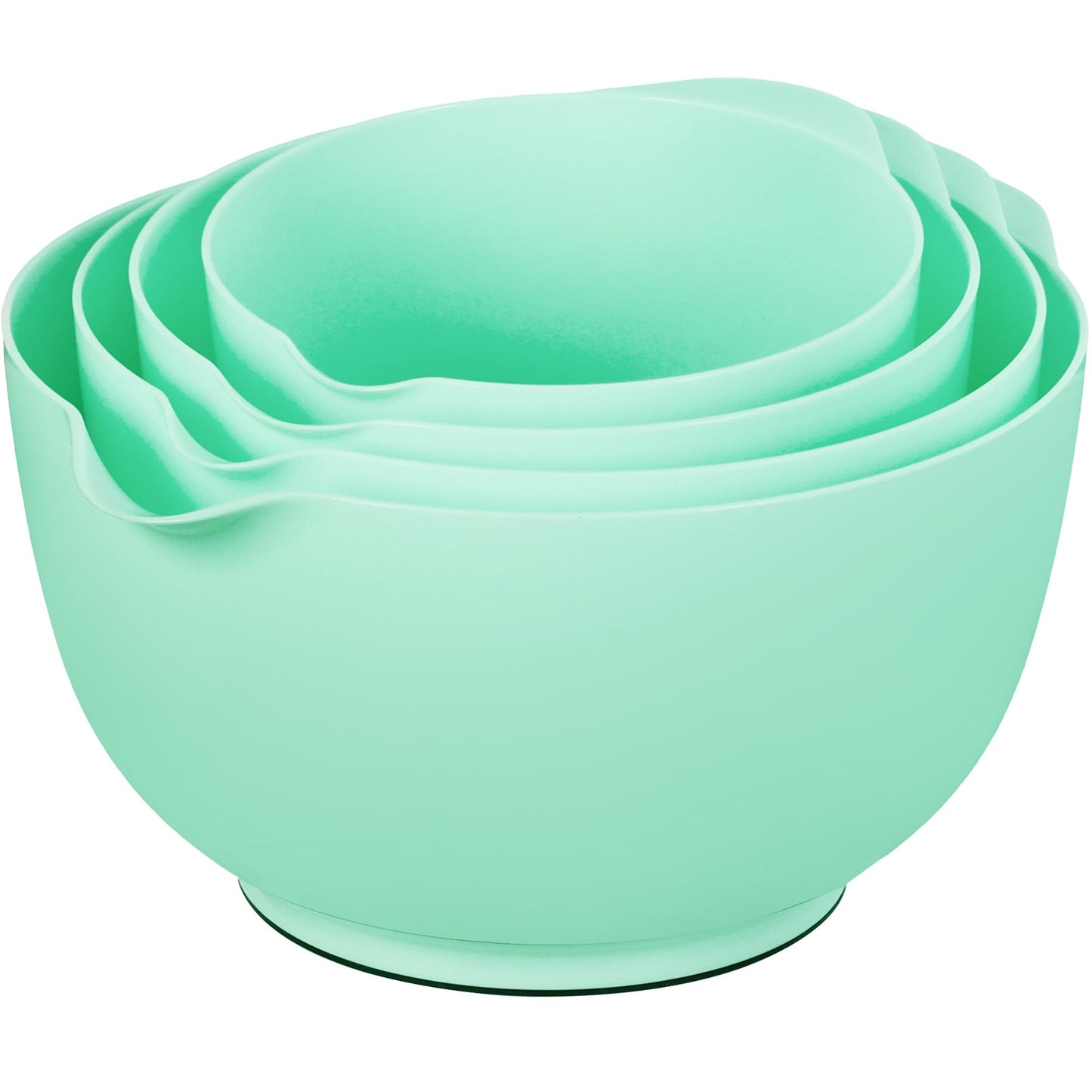 BoxedHome Nesting Plastic Mixing Bowl Set, 4 Piece Mixing Bowl Set with Pour Spouts, Size 1.7, 2.5, 3.5 and 4.5qt, for Prepping, Mixing, Baking, Cooking(2023 New Version, Green)