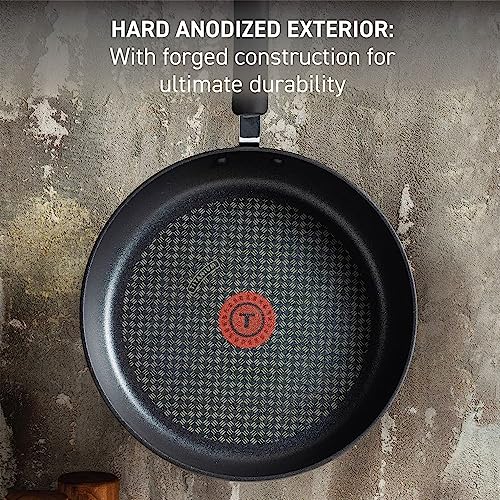 T-Fal Hard Anodized Nonstick Fry Pan Set 3 Pieces - 8, 10.25 & 12 Inch, Oven Safe, Dishwasher Safe