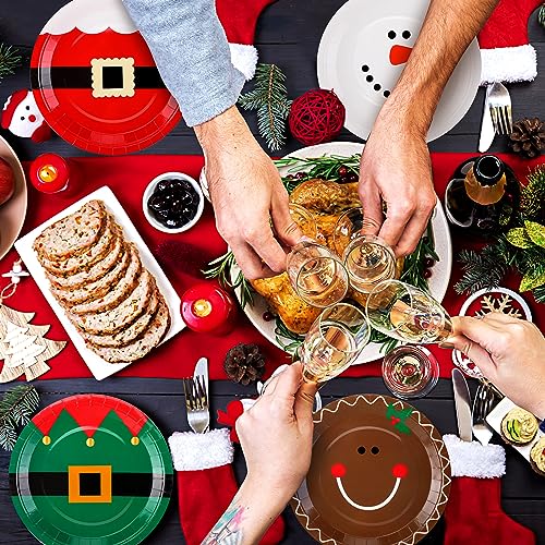 Uiifan 200 Pack Christmas Paper Plates 9 Inch Santa Gingerbread Snowman Festive Theme