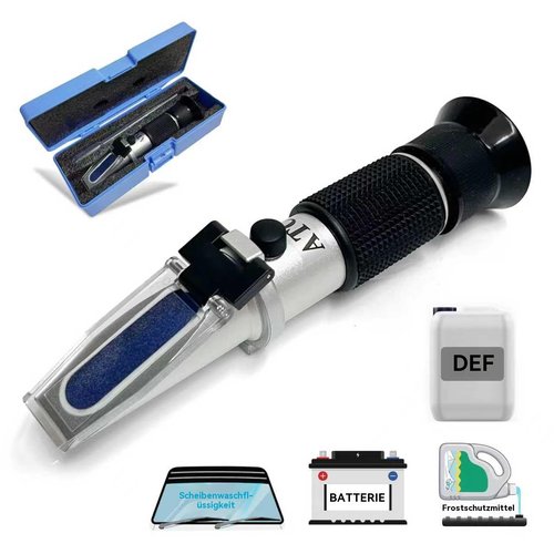 5-in-1 Refractometer for DEF Urea Concentration, Windshield Washer & PG/EG Antifreeze Freeze Point, Battery Specific Gravity - Refractometer for Coolant, Antifreeze, and Diesel Fluid