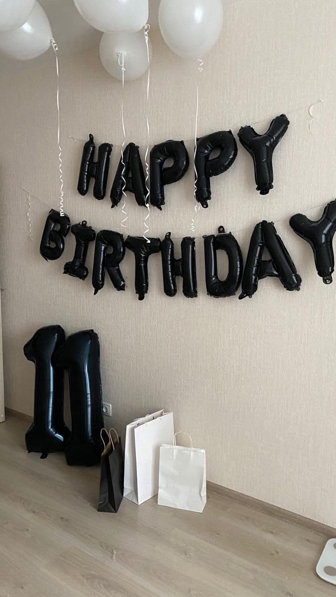 Black Number 11 Balloon 40 inch, 11 Number Balloons, 11th Black Birthday Decorations, 11 Year Old Girls Boys Party Supplies