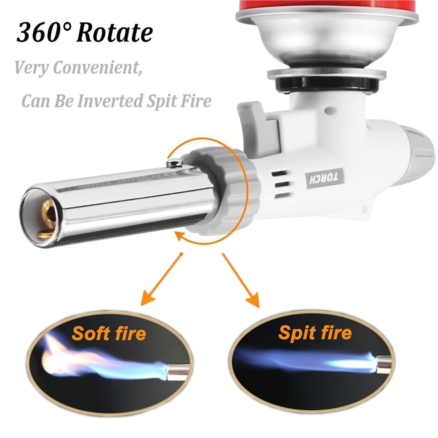 FunOwlet Butane Torch, Reverse Use Culinary Kitchen Blow Lighter with Adjustable Flame, Butane Fuel Not Included, Ideal for Chef Cooking, Creme, Brulee, BBQ, Baking, DIY Soldering