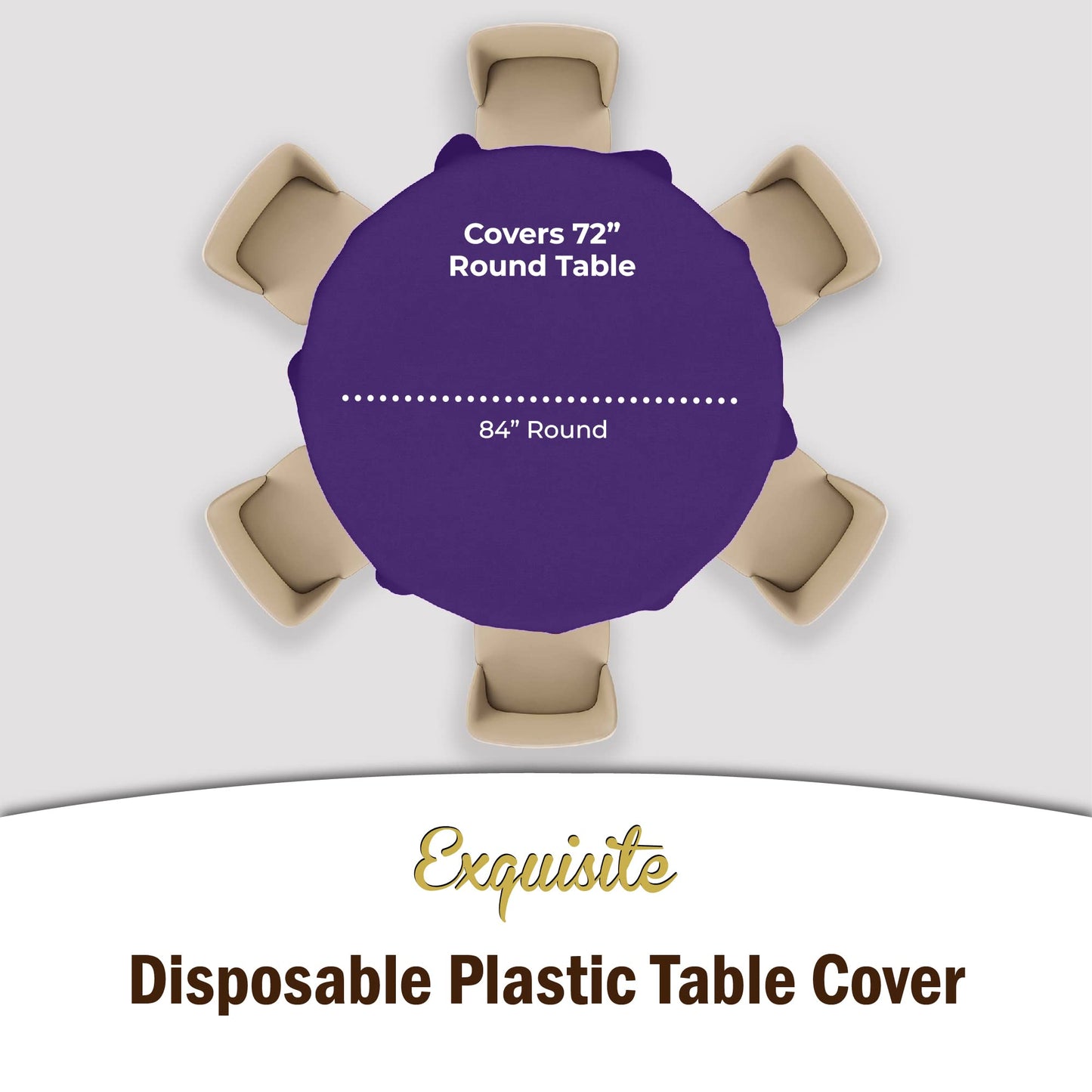 Exquisite 12-Pack Premium Plastic Tablecloth 12-Pack Premium Plastic 84-Inch Round Tablecloth - Purple