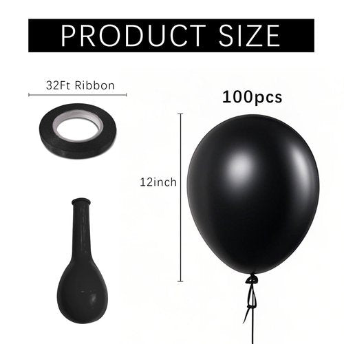 Black Balloons Party Decorations 100 Pack 12 inch Round Halloween Latex Balloons for Black Themed Wedding Graduation Anniversary Birthday Party Backdrop Decorations