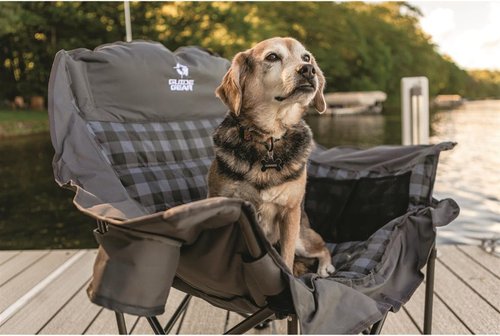 Guide Gear Oversized Padded Camping Chair - Portable Folding Lounge for Adults | Heavy-Duty 400 lb Capacity, Gray Plaid