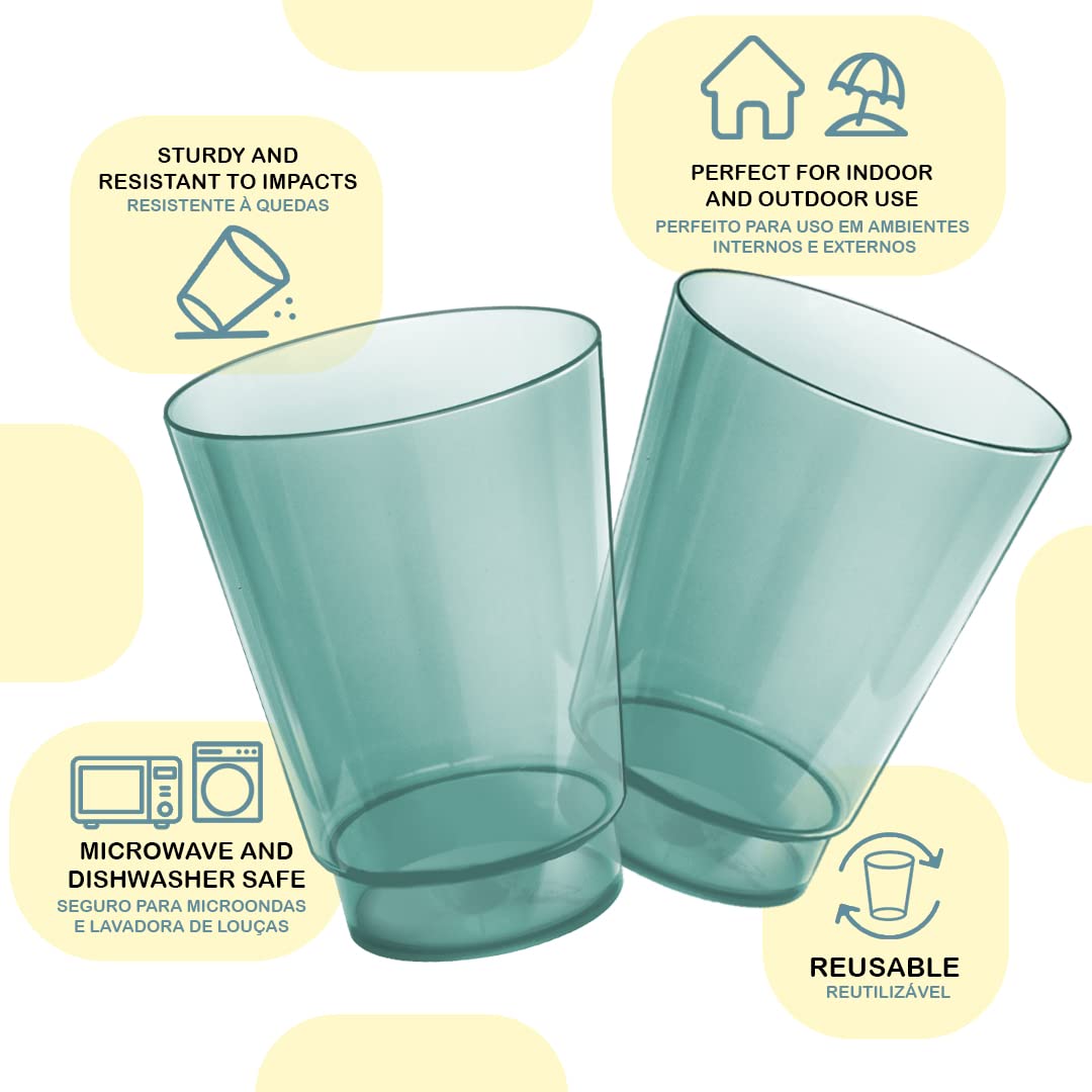 Acrimet Plastic Cup, Reusable, 10oz | 300ml, Tumbler Water, Machine Washable, Stackable Beverage Tumblers, Drinking Cup, Shatterproof, Durable (Green Color) (Set of 10)