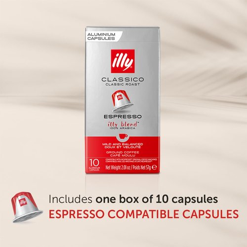 Illy Espresso Capsules - Classico Roast Coffee Pods With Caramel & Jasmine Notes - 10 Count