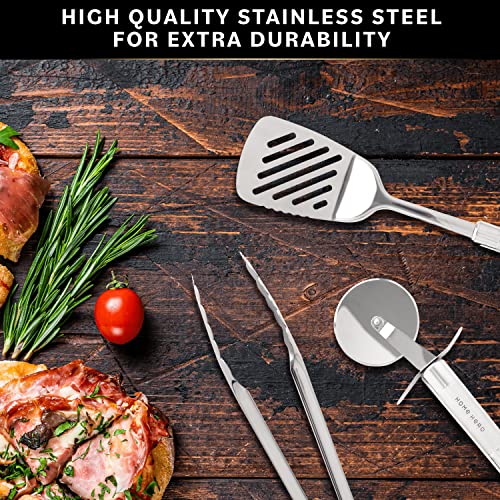 Silver Home Hero 54-Piece Stainless Steel Kitchen Utensil Set with Heat-Resistant Silicone