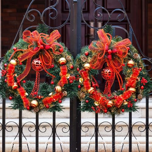 24 Pcs Green Christmas Garland Ties 14 Inch Artificial Pine Needles