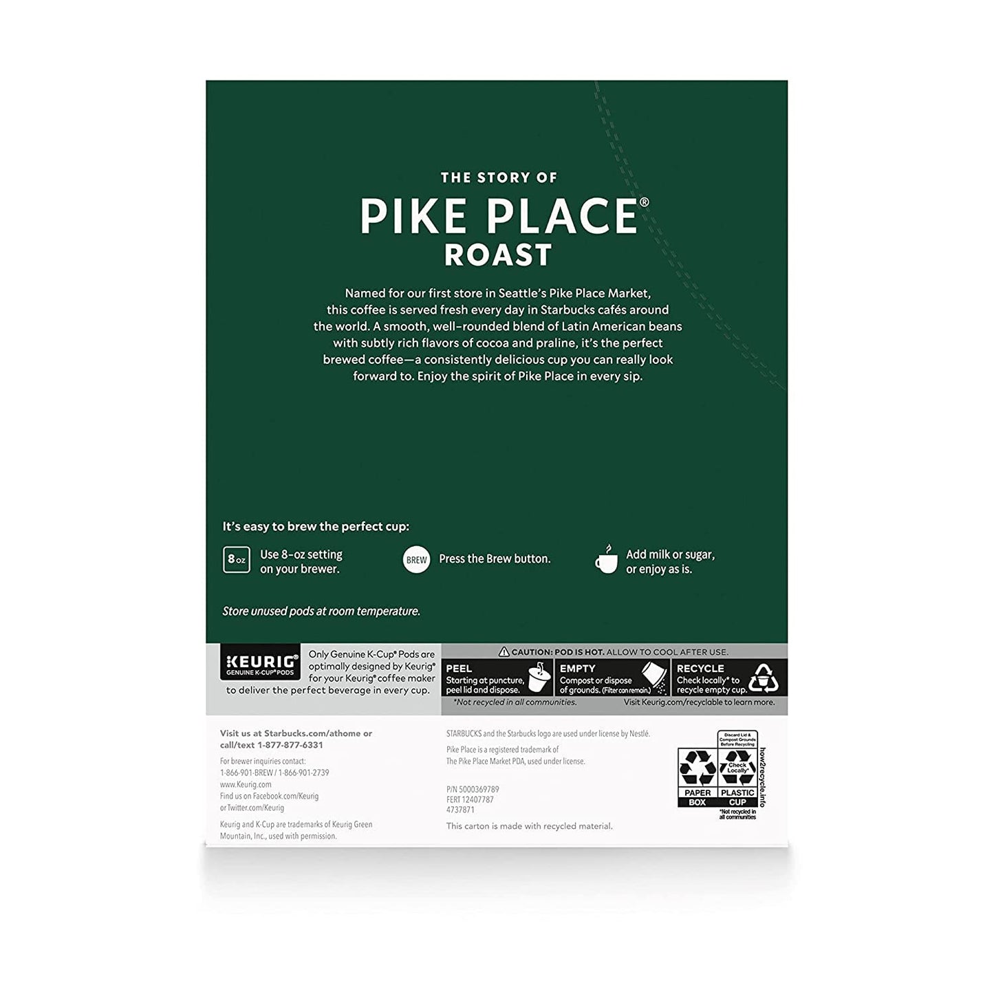 Starbucks Pike Place Roast K-Cups - Rich Flavor for Keurig Machines | 72 Count Pack