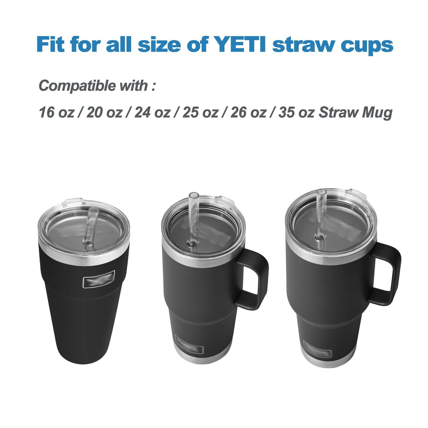 LUOLAO Silicone Spill Stopper Compatible with YETI Straw Cup, Mug Tumbler Accessories Including 2 Straw Cover Topper Cap, 2 Leak Proof Stopper