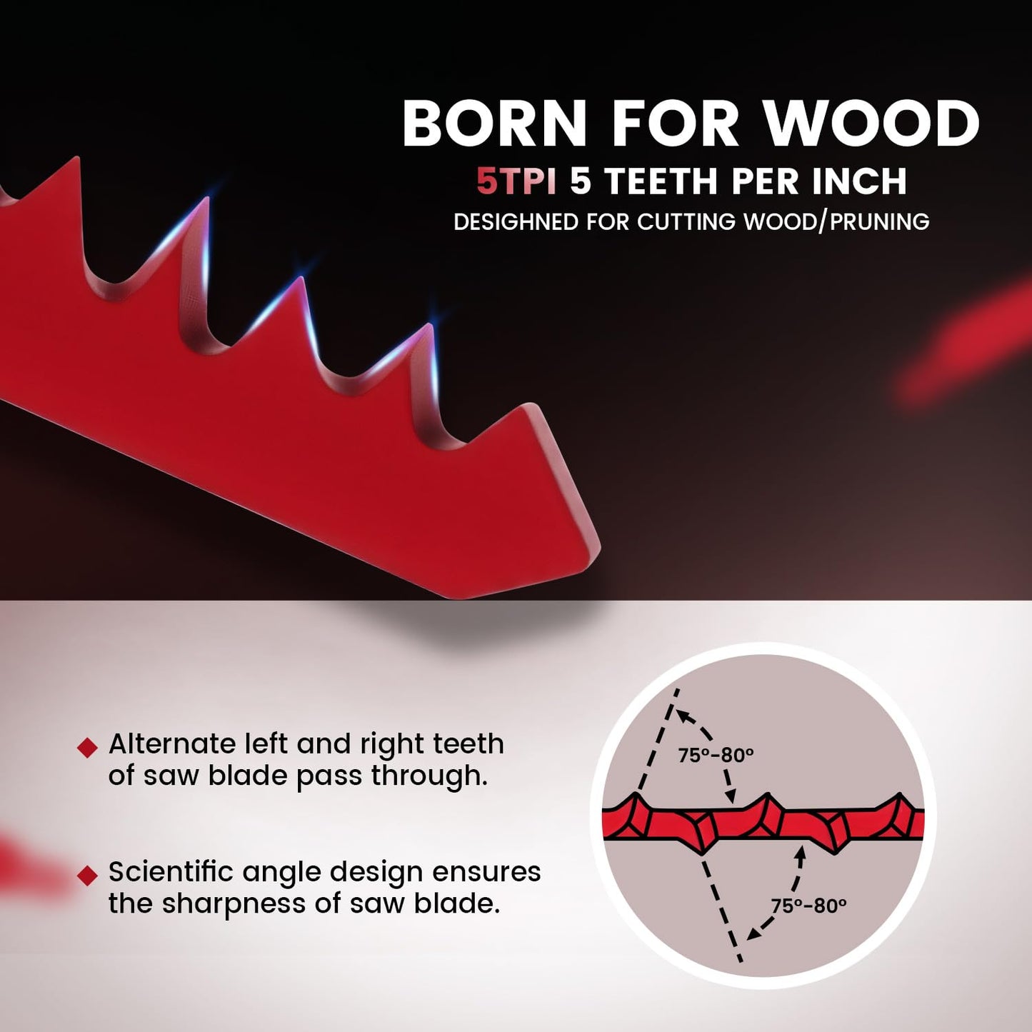 Skiennix 9-Inch Wood Pruning Saw Blades - 6-Piece Set with 5 TPI for Efficient Cutting