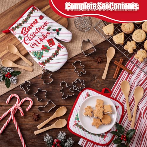 Qinyoung 48-Piece Christmas Oven Mitts & Pot Holders Set - Cartoon Christmas Theme
