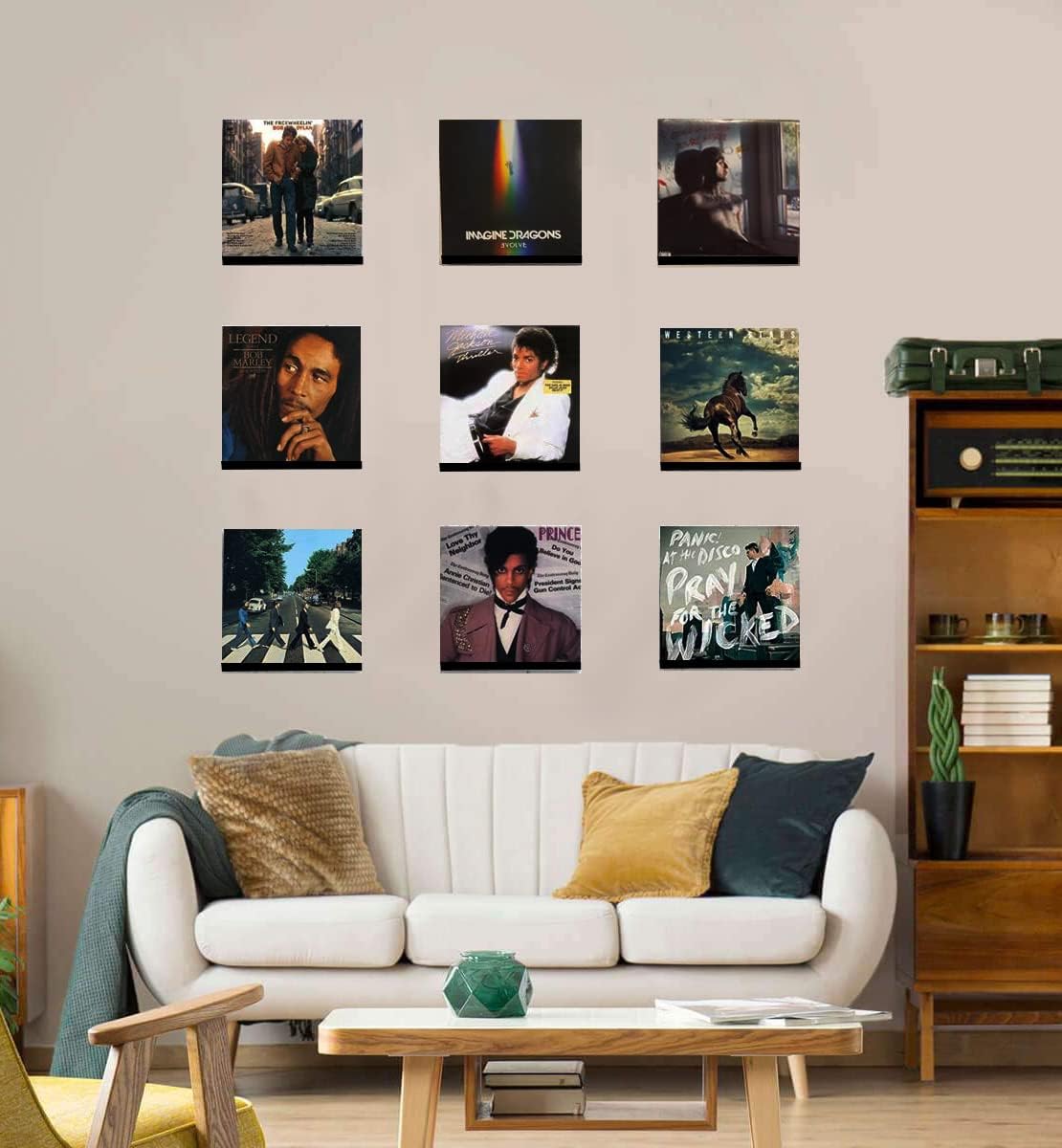 Skiennix Vinyl Record Wall Mount Holder | 12-Inch Black Acrylic Shelf for Stylish Display