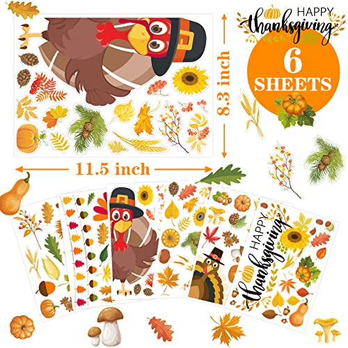 Thanksgiving Decorations - Thanksgiving Window Clings Fall Decorations Window Stickers Holiday Turkey Cling for Glass Window Decor for Home Party 113 PCS