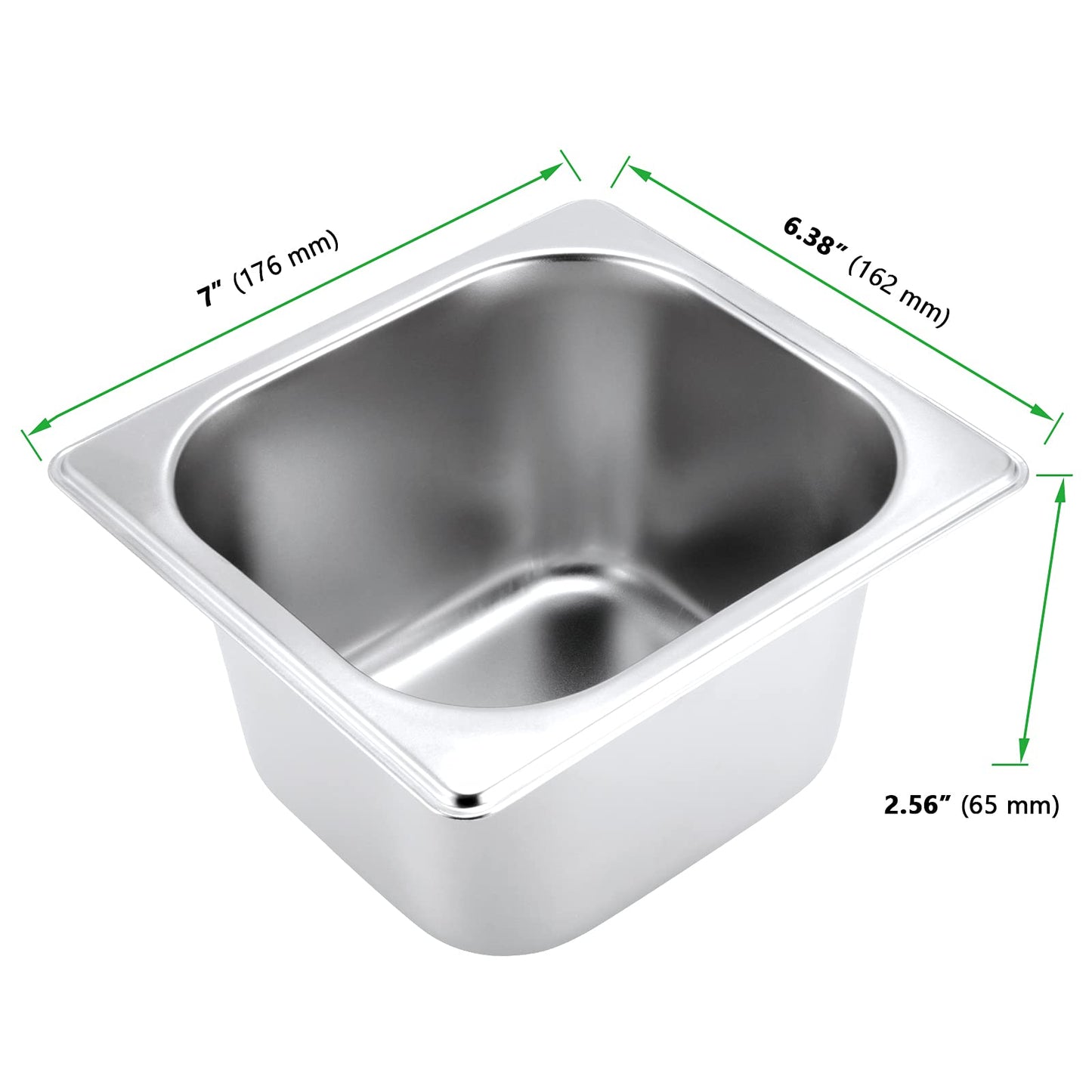JAPCHET 8 Pack 1/6 Size 2-1/2 Inch Deep Steam Pan, Steam Table Chafer Pan, Stainless Steel Hotel Pan Food Pan for Buffet, Restaurants, Catering