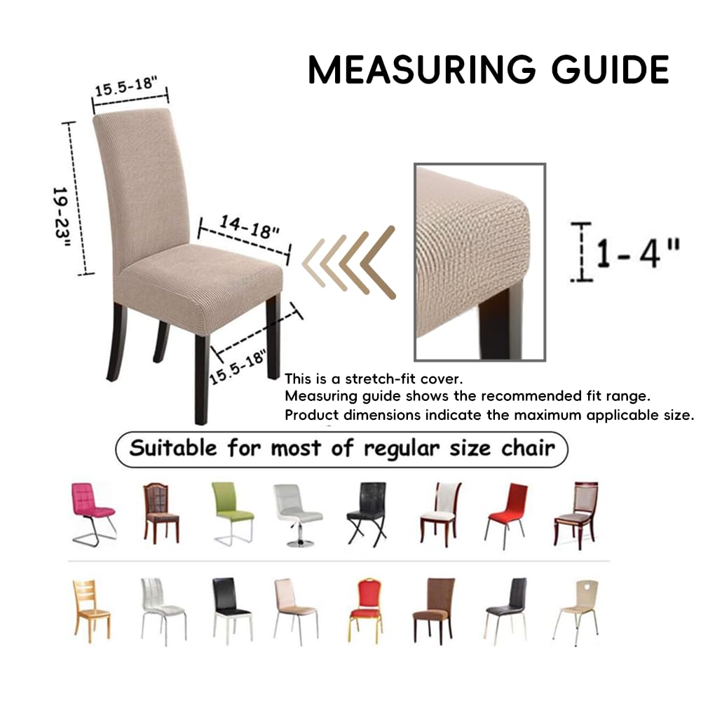 NORTHERN BROTHERS Dining Room Chair Covers Set of 6, Removable Washable Chair Covers for Dining Chairs Stretch Parson Chair Slipcover, Khaki