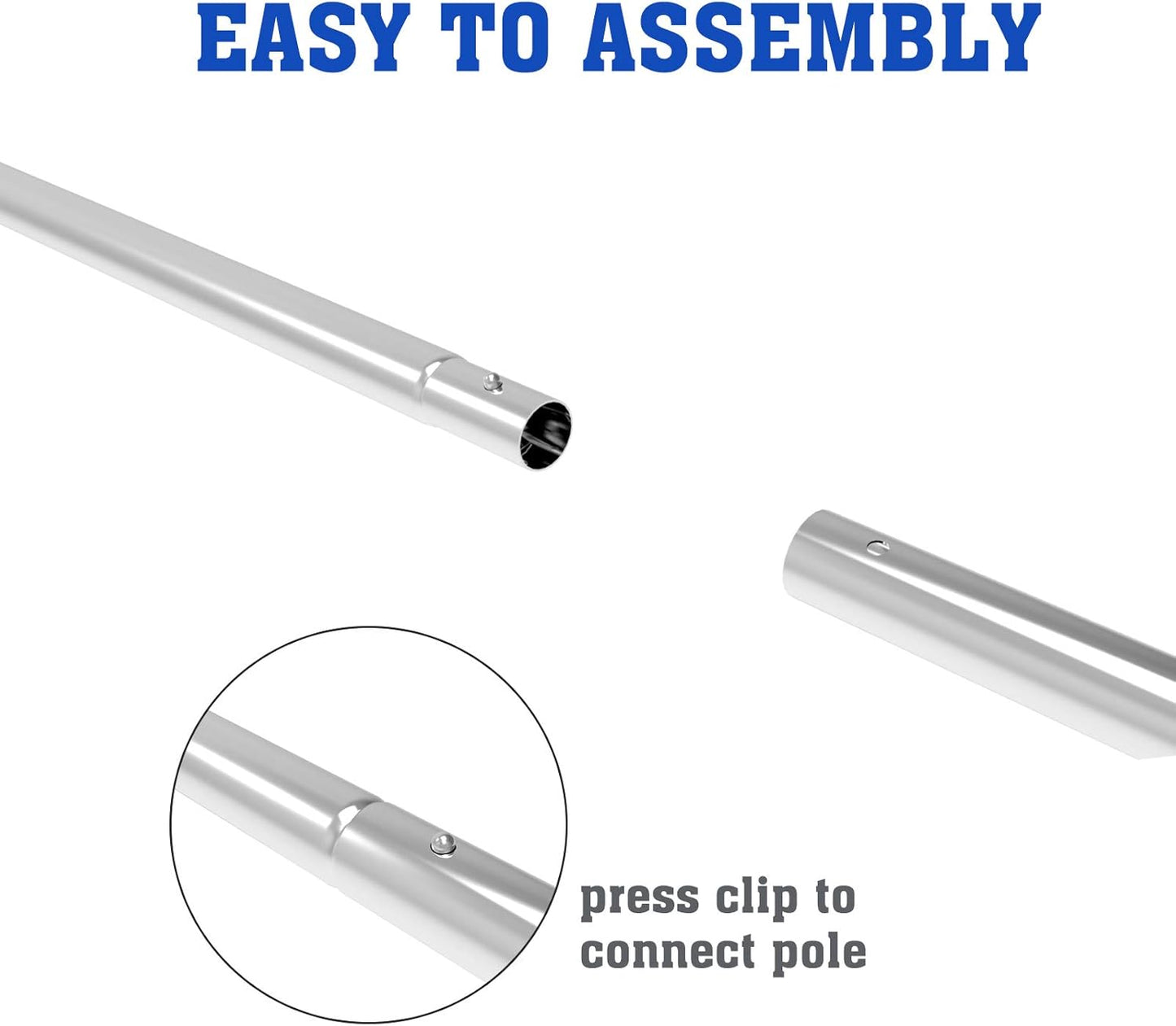 POOLWHALE 10.5-Foot Premium Aluminum Telescopic Pool Pole - Adjustable 8-Piece Design for Skimmer Nets & Brushes