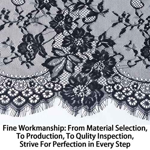 ShinyBeauty Black Lace Cloth Rectangle Table Runner - 30''x120'' Elegant Floral Lace Table Decoration