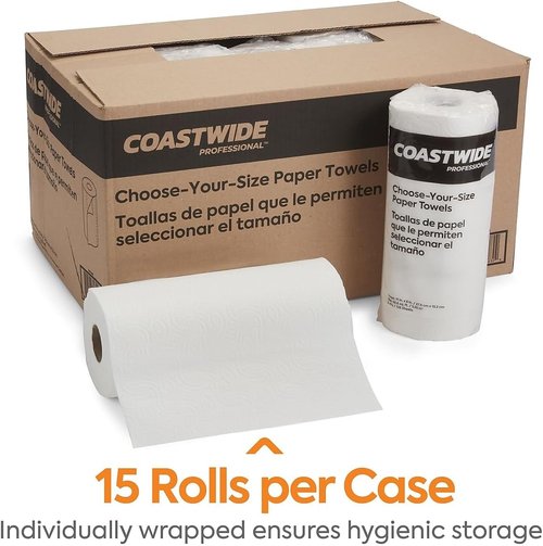 Choose-Your-Size Paper Towels - 2-Ply, White, 128 Sheets/Roll | 15 Rolls/Carton