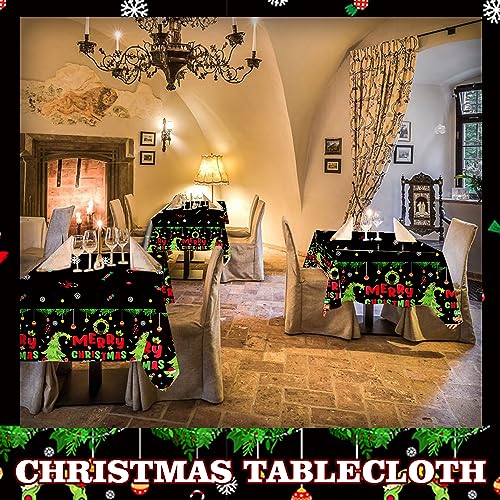 ORNACELE 2-Pack Christmas Waterproof Tablecloths 108x54 Inch Holiday Party Decor