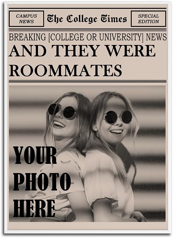 Skiennix Personalized Dorm Posters - Trendy Black and White Wall Art for College Girls | Roommates Decor
