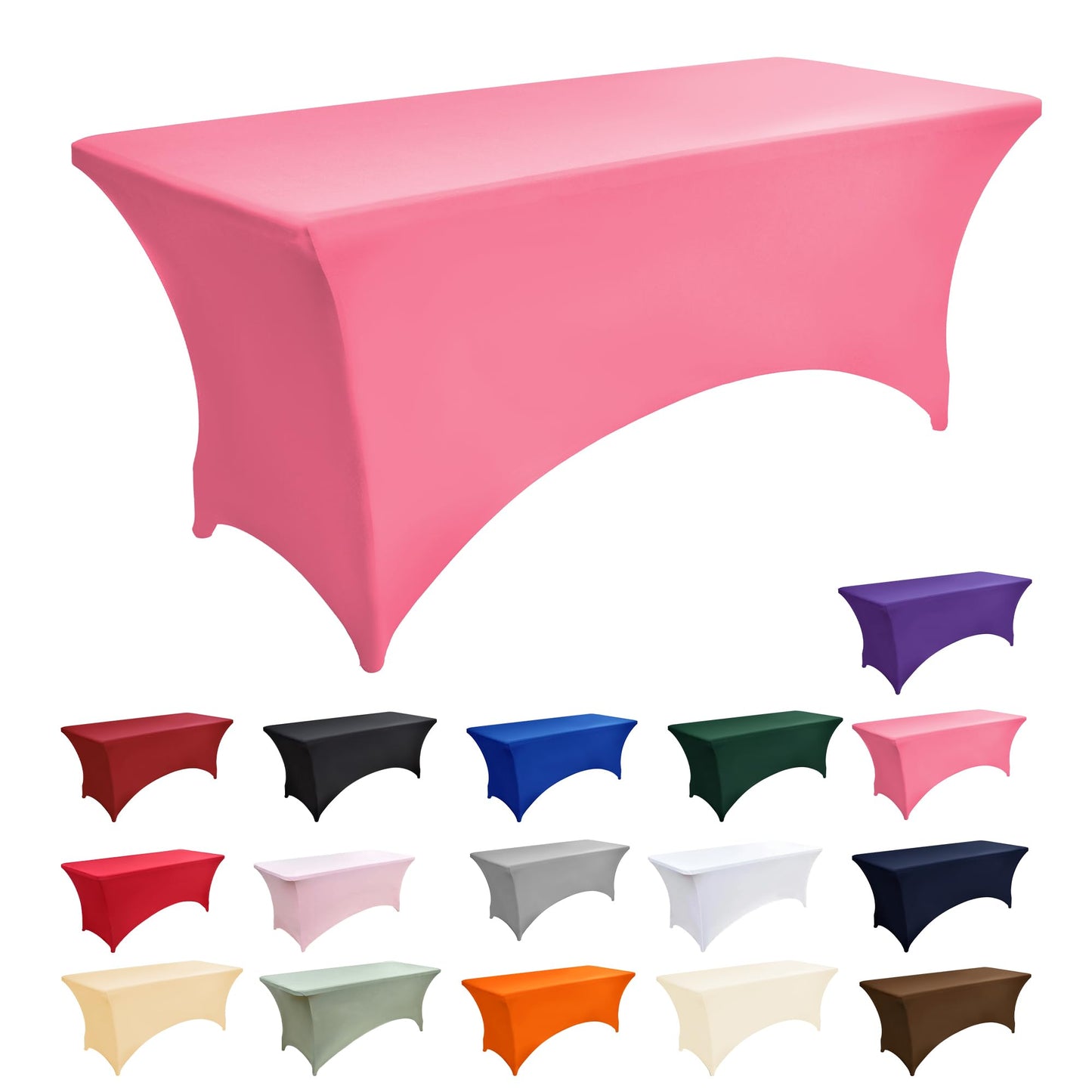 ZarzaaSik 6-Pack 8ft Spandex Table Covers for Rectangle Folding Tables - Washable Elastic Tablecloth - Ultimate Fitted Table Protector for Birthday Parties, Trade Shows, Banquet