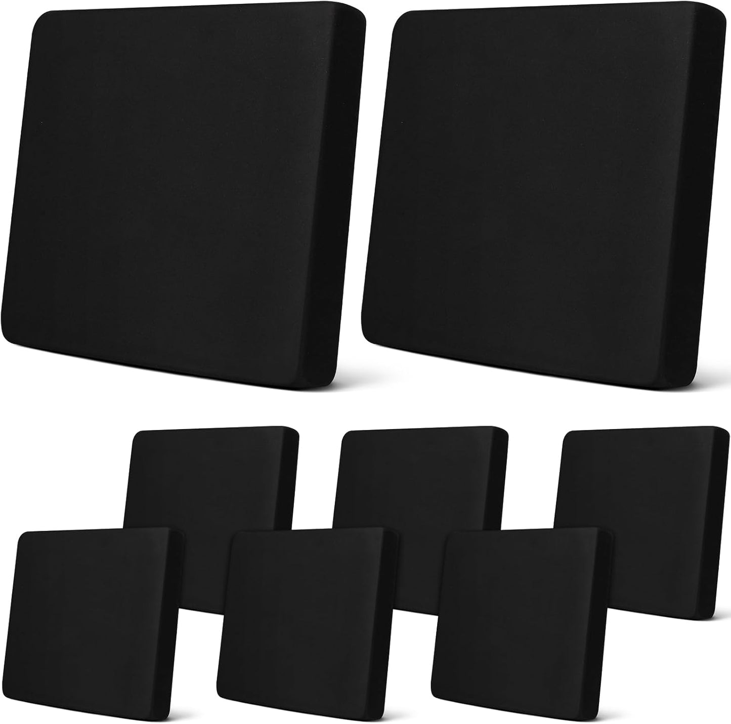 Newwiee 8Pcs Patio Cushion Covers - Waterproof Black Stretch Slipcovers for Outdoor Furniture