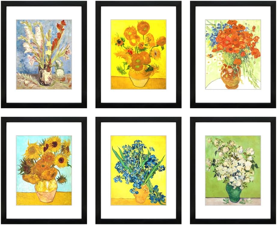 Regine Switzerland 11x14 Picture Frame Set of 6 - Real Glass for 8x10 Photos with Mat or 11x14 Without Mat | Black Wall Gallery & Tabletop Display