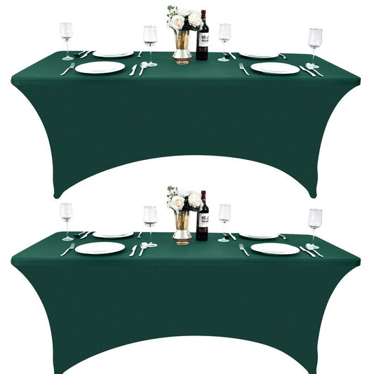 ZarzaaSik 2-Pack 8ft Spandex Table Covers for Rectangle Folding Tables - Washable Elastic Tablecloth - Ultimate Fitted Table Protector for Birthday Parties, Trade Shows, Banquet