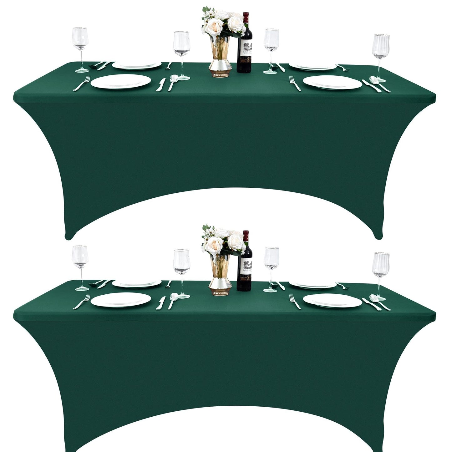 ZarzaaSik 6-Pack 4ft Spandex Table Covers for Rectangular Folding Tables - Wrinkle Resistant Stretch Tight Table Cloths - Ultimate Fitted Table Protector for Parties, Trade Shows, and Wedding