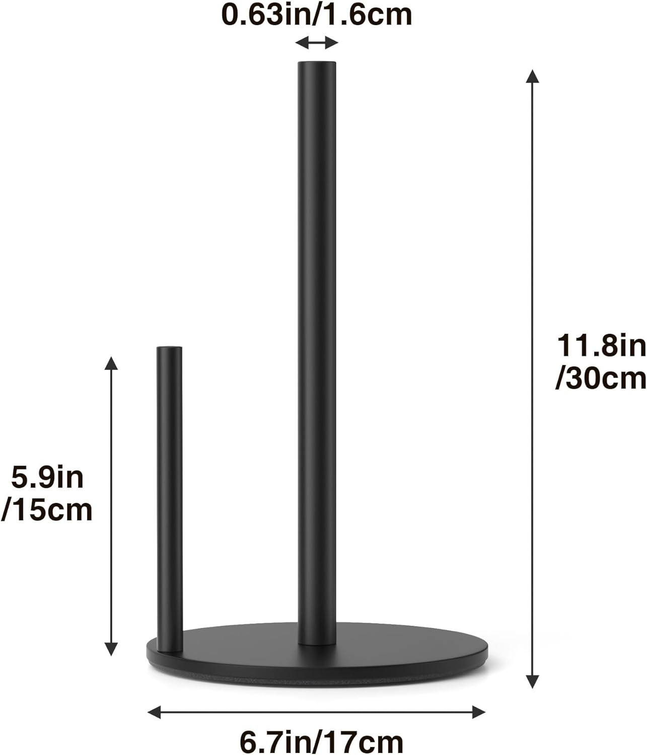 Premium Stainless Steel Paper Towel Holder by [Brand Name] - Black Countertop Dispenser with Weighted Base