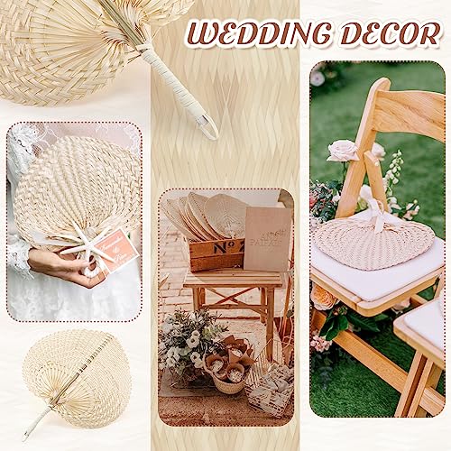 BBTO 32 Pieces Natural Woven Bamboo Hand Fans Handmade Summer Cooling Supplies