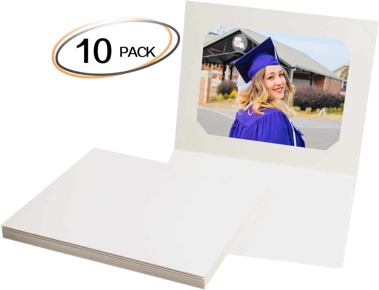 Golden State Art, Pack of 100, 6x8 or 8x10 Photo Folders, Cardboard Picture Frame, Paper Frame Cards, Greetings/Invitation Special Events: Graduation, Christmas, Wedding(Ivory)