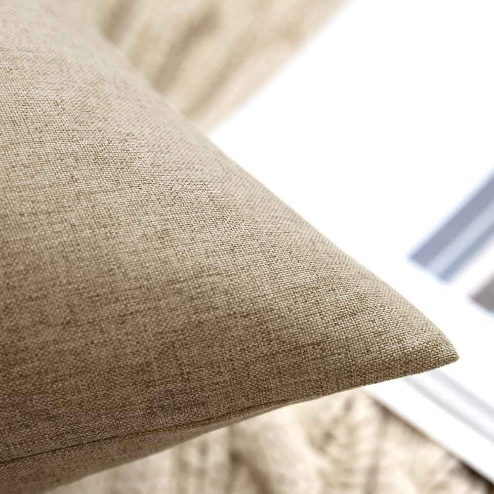 MIULEE Decorative Outdoor Throw Pillow Covers - Waterproof Faux Linen Cushion Cases | 18x18 Inch Taupe Grey (Pack of 2)